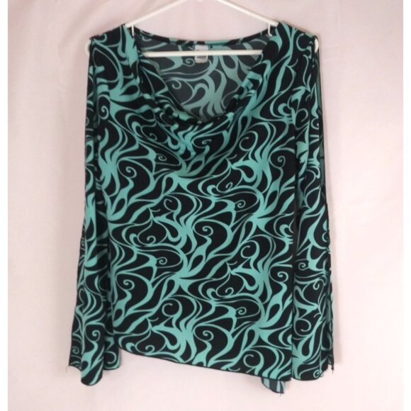 Tennie Weenie Women's Abstract Swirl Design Open Sleeve Blouse Size Large - Picture 1 of 5